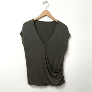 Khaki Crossover Short Sleeve Top